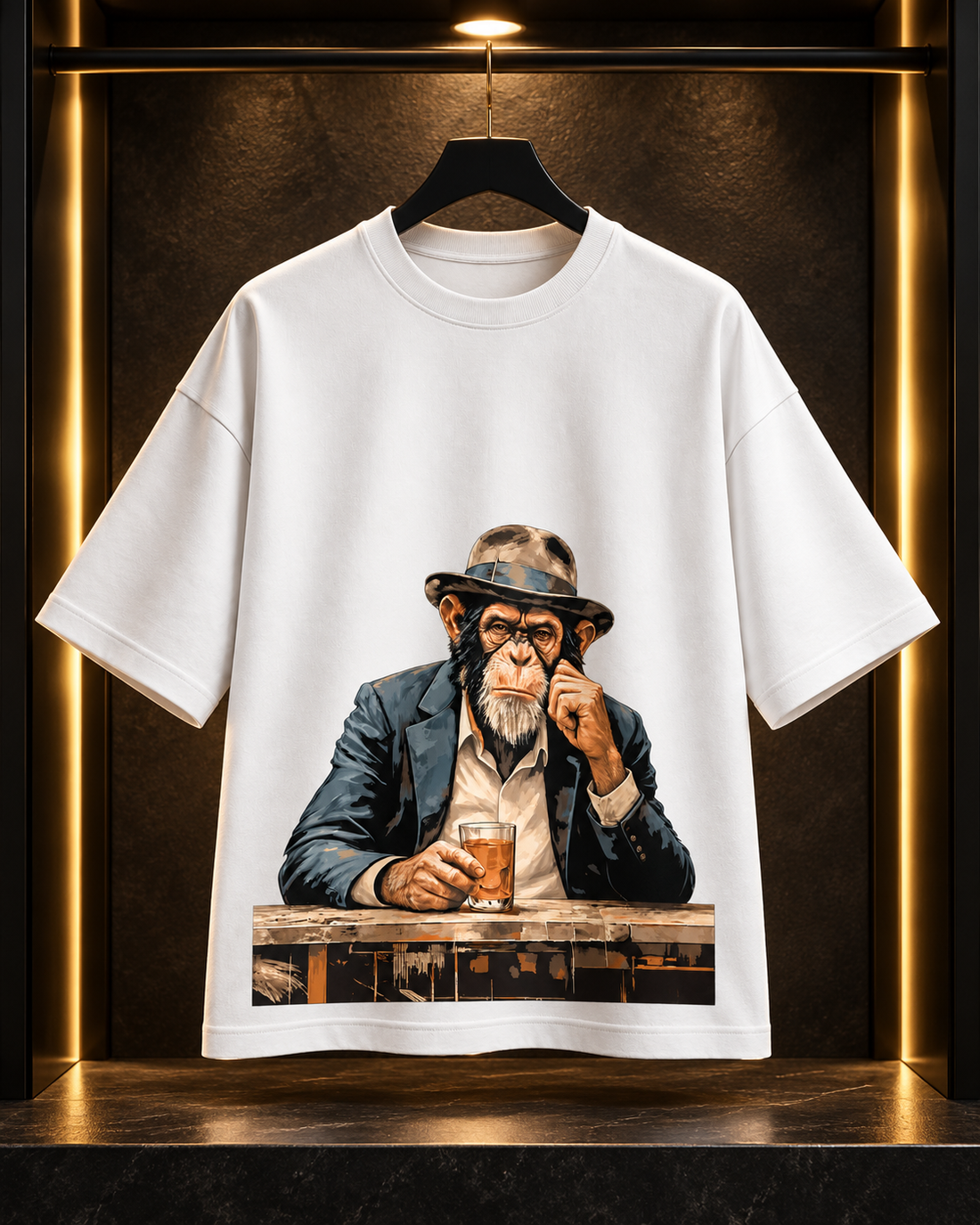 Oversized Chilling Monkey Print T-Shirt – Unisex Casual Wear