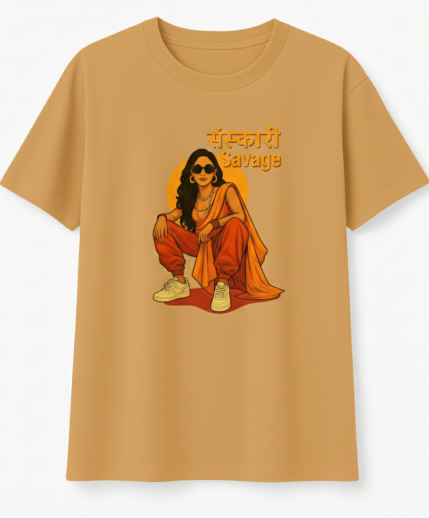 Sanskari savage Boyfriend Fit T-Shirt