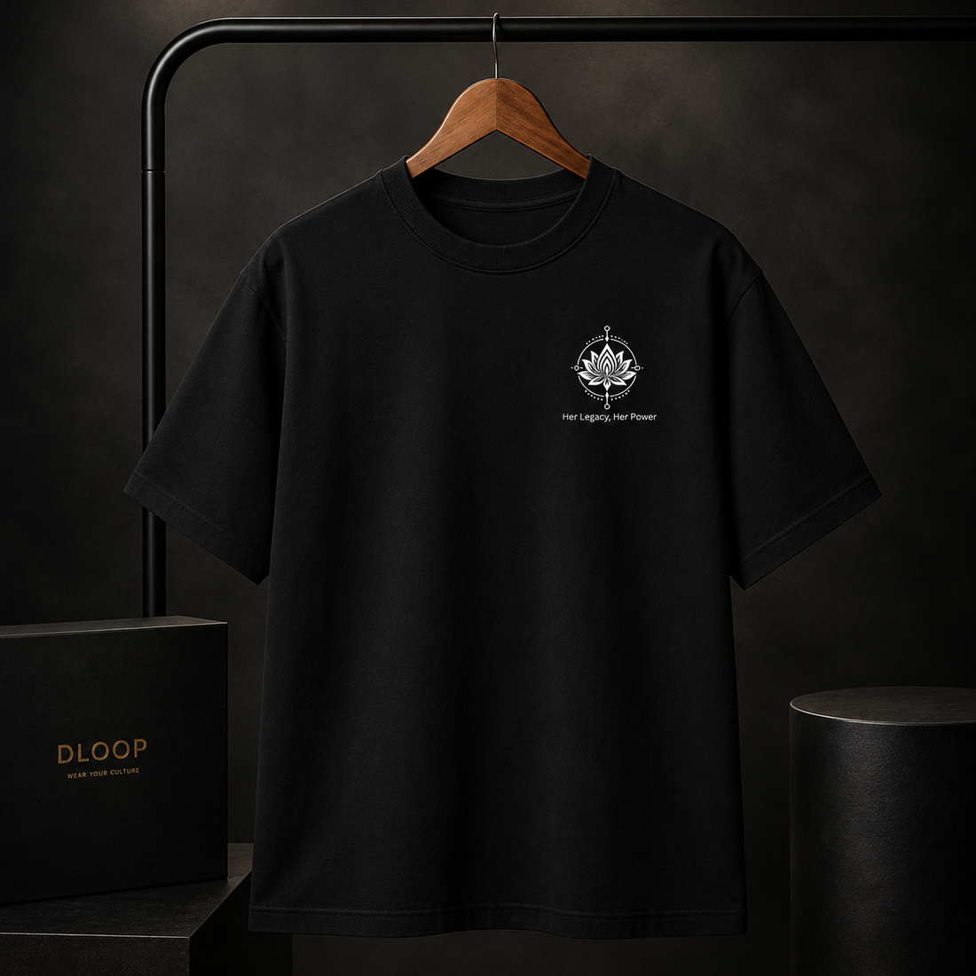 Her Legacy Her Power Black Oversized T-Shirt