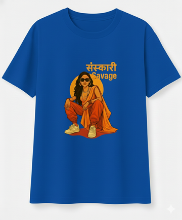 Sanskari savage Boyfriend Fit T-Shirt